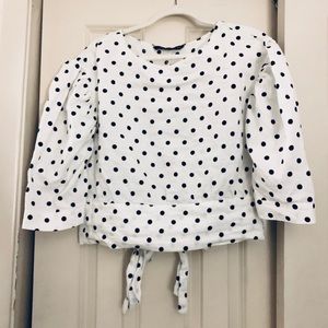 white with black polkadots zara size small